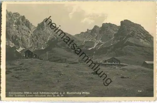 Erichhütte und Schönbergalm gegen den Hochkönig - Foto-Ansichtskarte - Verlag Karl Jurischek Salzburg