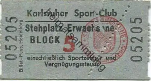 Deutschland - KSC Karlsruher Sport-Club e. V. - Eintrittskarte Stehplatz