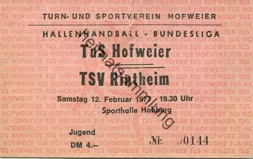 Deutschland - Turn- und Sportverein Hofweier - Hallenhandball Bundesliga - TuS Hofweier TSV Rintheim - Eintrittskarte 19