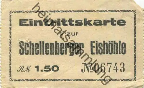 Deutschland - Schellenberger Eishöhle - Eintrittskarte R.M. 1.50