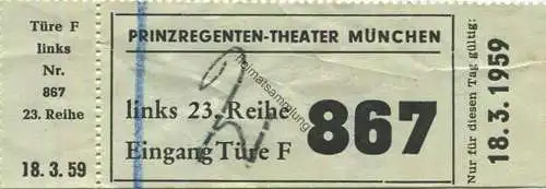 Deutschland - München - Prinzregenten-Theater - Eintrittskarte 1959