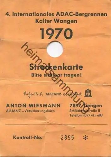 Deutschland - 4. Internationales ADAC-Bergrennen 1970 - Streckenkarte