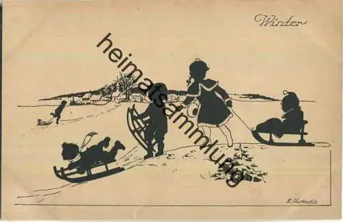 Winter - signiert H. Schaberschul - Verlag Caes Dresden Ser.2050 20er Jahre