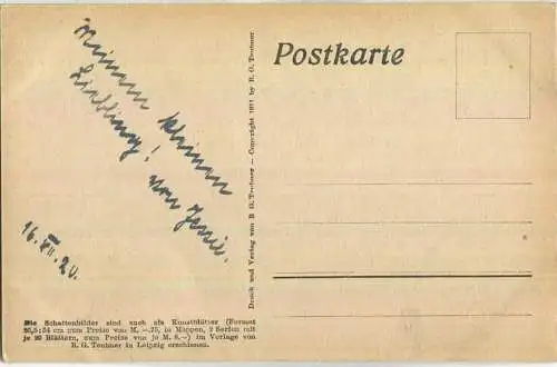 Schattenbild signiert Diefenbach - Göttl - Jugend II. Blatt 32 - Verlag B. G. Teubner