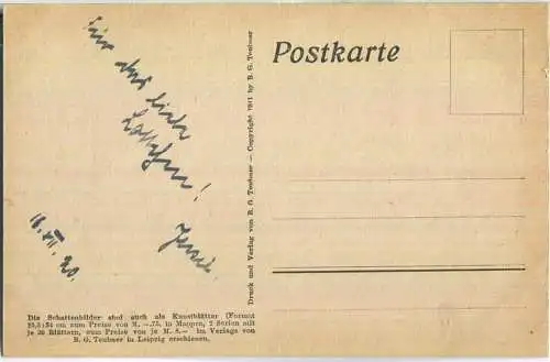 Schattenbild signiert Diefenbach - Göttl - Jugend II. Blatt 34 - Verlag B. G. Teubner