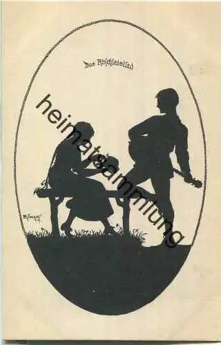 Das Abschiedslied - Schattenbild signiert Elsbeth Forck - III. Reihe "Lieder zur Laute" - Verlag Hermann A. Peters Bonn