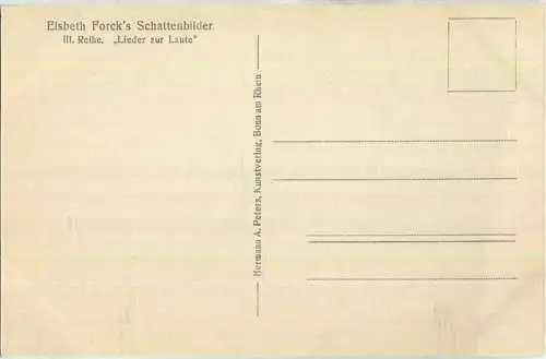 Das Abschiedslied - Schattenbild signiert Elsbeth Forck - III. Reihe "Lieder zur Laute" - Verlag Hermann A. Peters Bonn