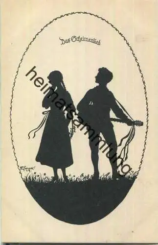 Das Schelmenlied - Schattenbild signiert Elsbeth Forck - III. Reihe "Lieder zur Laute" - Verlag Hermann A. Peters Bonn