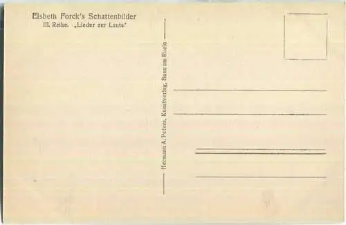 Das Liebeslied - Schattenbild signiert Elsbeth Forck - III. Reihe "Lieder zur Laute" - Verlag Hermann A. Peters Bonn