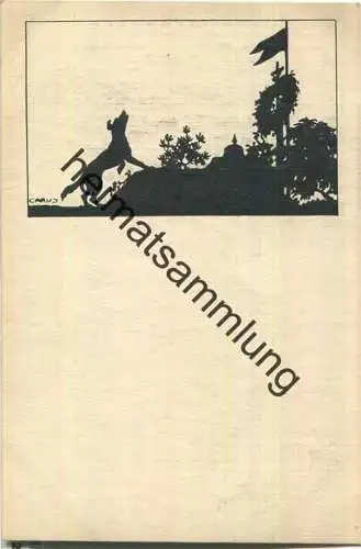 Der treue Hund am Soldatengrab - Schattenbildkarte signiert Carus - Verlag Berliner Tierschutz-Verein