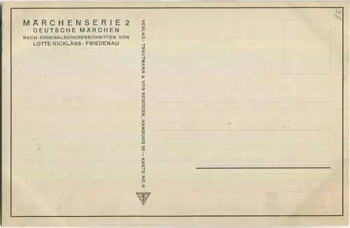 Dornröschen - Geschnitten Lotte Nicklass Friedenau - Märchenserie 2 - Verlag Trautmann & von Seggern Hamburg Karte Nr. 6