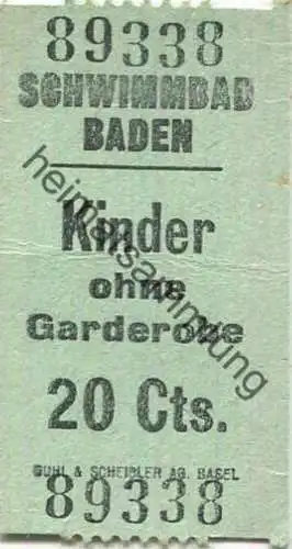 Schweiz - Baden - Schwimmbad - Kinder ohne Garderobe - Eintrittskarte