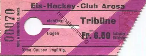 Schweiz - Eis-Hockey-Club Arosa - Eintrittskarte