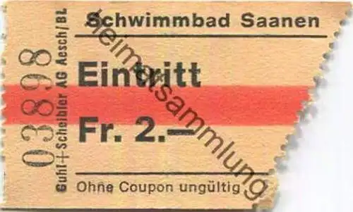 Schweiz - Saanen - Schwimmbad - Eintrittskarte