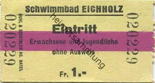 Schweiz - Gerlafingen - Schwimmbad Eichholz - Eintrittskarte