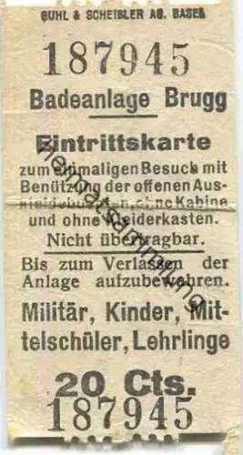 Schweiz - Brugg - Badeanlage - Eintrittskarte