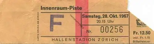 Schweiz - Hallenstadion Zürich - Innenraum-Piste - Eintrittskarte 1967