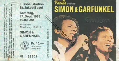 Schweiz - Basel - Simon & Garfunkel - Fussballstadion St. Jakob Basel - Eintrittskarte 1983