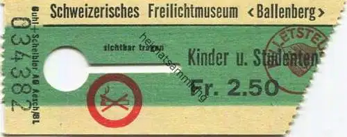 Schweiz - Schweizerisches Freilichtmuseum Ballenberg - Eintrittskarte