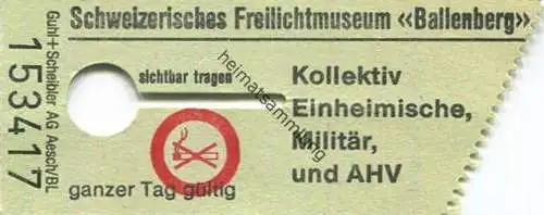 Schweiz - Schweizerisches Freilichtmuseum Ballenberg - Eintrittskarte