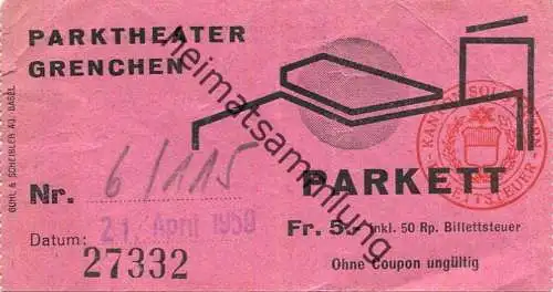 Schweiz - Parktheater Grenchen - Eintrittskarte 1959