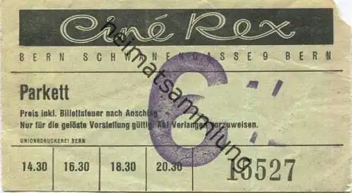 Schweiz - Bern - Ciné Rex Schwanengasse 9 - Kinokarte