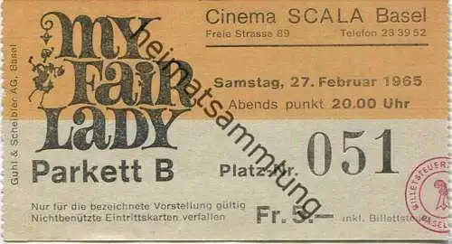 Schweiz - Basel - Cinema Scala Basel - Freie Strasse 89 - Kinokarte 1965