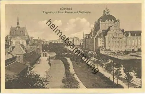 Nürnberg - Ringpartie mit germanischem Museum und Stadttheater - Verlag Dr. Trenkler Co. Leipzig