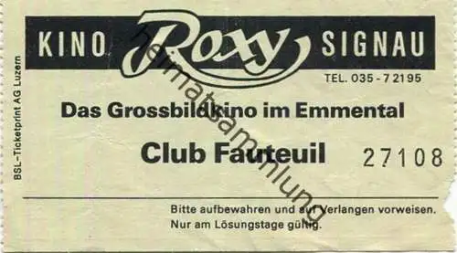 Schweiz - Signau - Kino Roxy - Grossbildkino im Emmental - Kinokarte