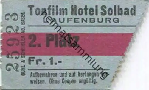 Schweiz - Tonfilm Hotel Solbad Laufenburg - Kinokarte