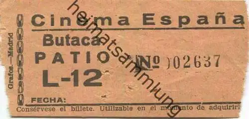 Spanien - Madrid - Cinema Espana - Kinokarte