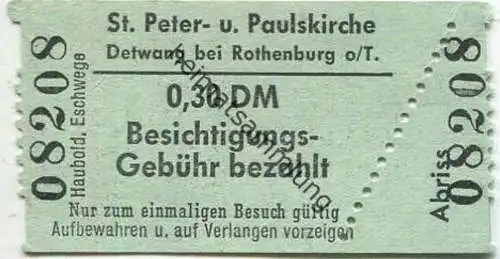 Deutschland - Detwang - St. Peter- und Paulskirche - Eintrittskarte