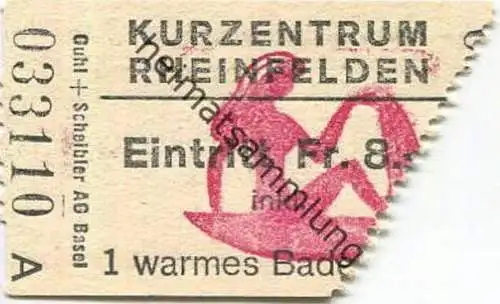 Schweiz - Rheinfelden - Kurzentrum - 1 warmes Bad Fr. 8.- - Eintrittskarte