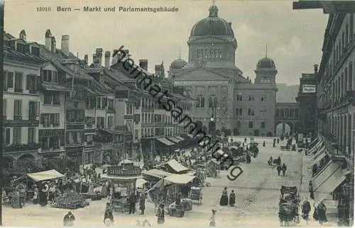 Bern - Markt und Parlamentsgebäude - Verlag Wehrli AG Zürich