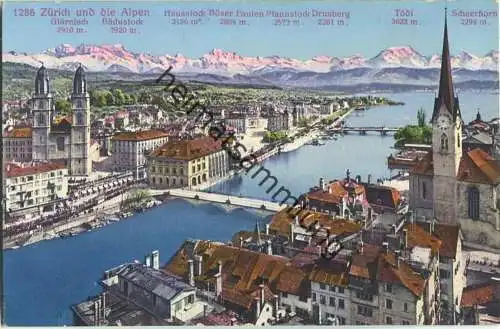 Zürich und die Alpen - Verlag Karten-Zentralen Pleyer & Streuli Zürich 20er Jahre