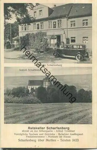 Scharfenberg - Ratskeller Scharfenberg direkt an der Silberquelle - Schloss - Verlag H. Heinze Dresden