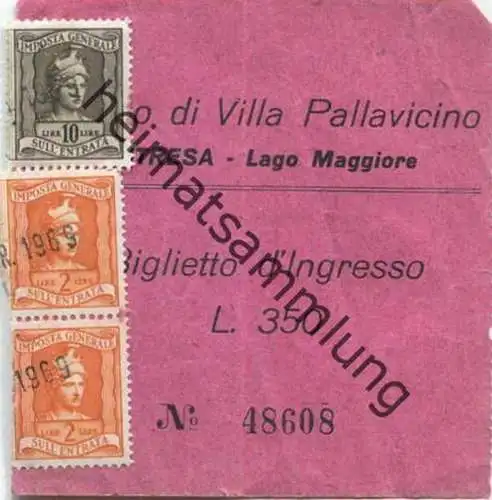 Italien - Stresa - Parco di Villa Pallavicino - Biglietto d'ingresso - Eintrittskarte L.350