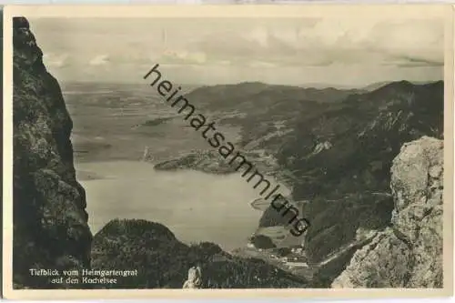 Tiefblick vom Heimgartengrat auf den Kochelsee - Foto-Ansichtskarte - Verlag Theobald Lohs Urfeld