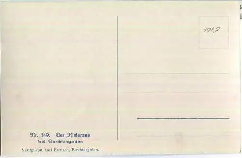 Der Hintersee bei Berchtesgaden - Foto-Ansichtskarte - Verlag Karl Ermisch Berchtesgaden 20er Jahre