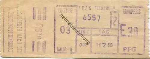 Deutschland - AFAG Flensburg - Allgemeine Flensburger Autobusgesellschaft - Fahrschein 1956 Linie 002 30 PFG