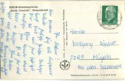 Dolgenbrodt - FDGB-Erholungsheim Erich Gentsch - Verlag PGH Rotophot Bestensee