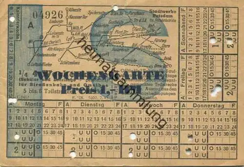 Deutschland - Potsdam - Stadtwerke Potsdam Abt. Verkehrsbetriebe - Schüler und Lehrlinge Wochenkarte für Strassenbahn un