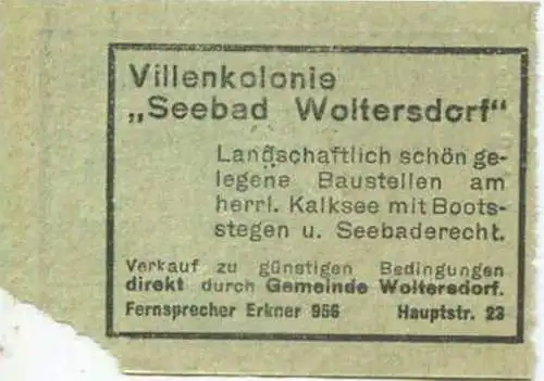 Deutschland - Woltersdorf - Woltersdorfer Strassenbahn - Fahrschein Wolterdorfer Schleuse Bahnhof Rahnsdorf - rückseitig