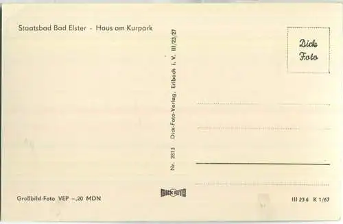 Bad Elster - Haus am Kurpark - Foto-Ansichtskarte - Dick-Foto-Verlag Erlbach 60er Jahre
