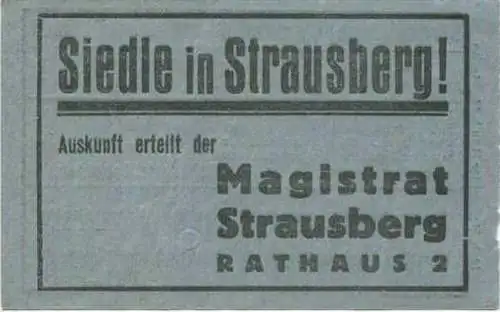 Deutschland - Strausberg - Strausberger Eisenbahn Aktiengesellschaft - Ganze Strecke Fahrschein RM 0.30