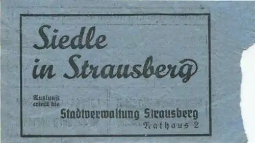 Deutschland - Strausberg - Strausberger Eisenbahn Aktiengesellschaft - Ganze Strecke Fahrschein RM 0.30