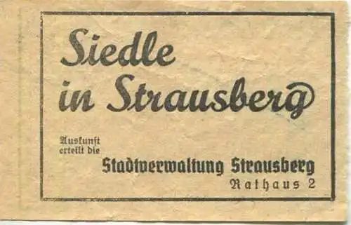 Deutschland - Strausberg - Strausberger Eisenbahn Aktiengesellschaft - Fahrschein 1. Zone RM 0,10