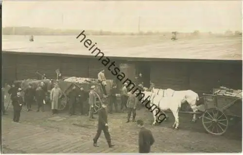 Gefangenenlager Münster - Nachschub - Foto-Ansichtskarte ca. 1915