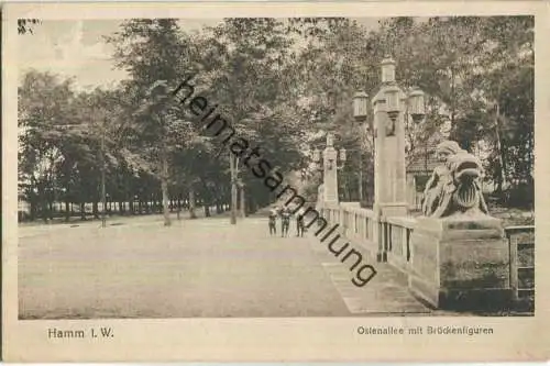 Hamm i. W. - Ostenallee mit Brückenfiguren - Verlag Hermann Lorch Dortmund