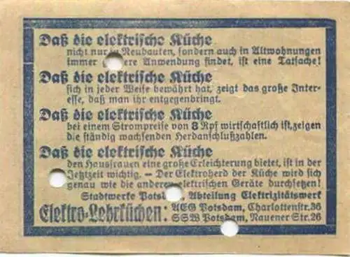 Deutschland - Potsdam - Stadtwerke Potsdam - Abt. Verkehrsbetriebe - Fahrschein 25Rpf. 5-6 Teilstrecken - rückseitig Wer